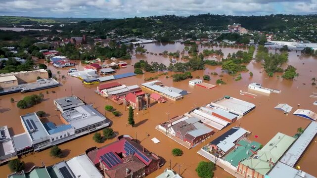 View of a city flooded as a result of climate change.