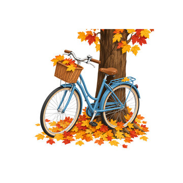 bicycle with autumn leaves