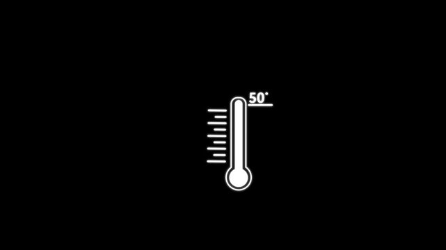 White colour thermometer high temperature rise animation,Useful for temperature, weather, health, and climate related visuals on white background.