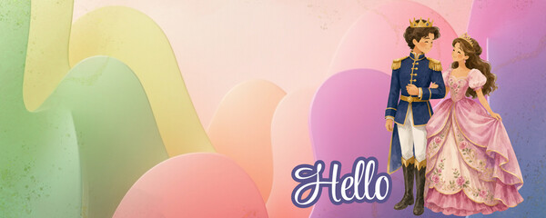Colorful Abstract background with happy couple. © Queen Dahe