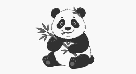 panda bear with a bamboo © HeruW