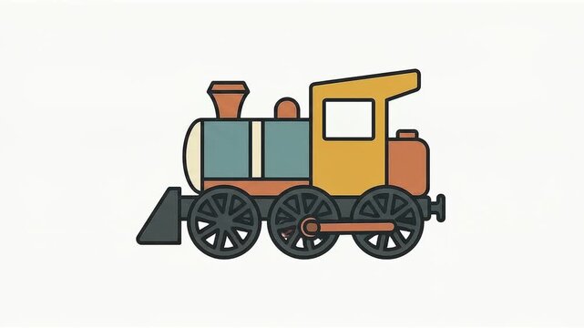 Animated vector steam locomotive train moving on white background for