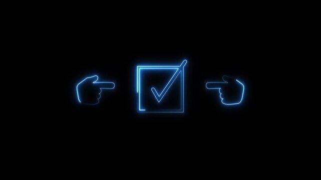 Checkmark symbol animation displays selection choices on dark. Task approval confirms on checkmark symbol animation. Agreement decision clearance clears on the symbol.