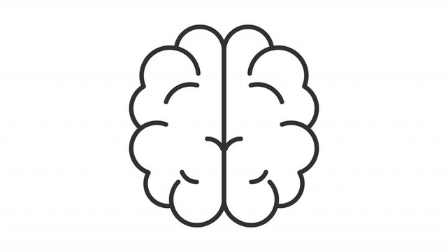 Animated brain outline icon. Mindfulness and internal clarity animation. Intellectual wellness support. Neurotech innovation research. Flat line motion graphic loop on transparent white