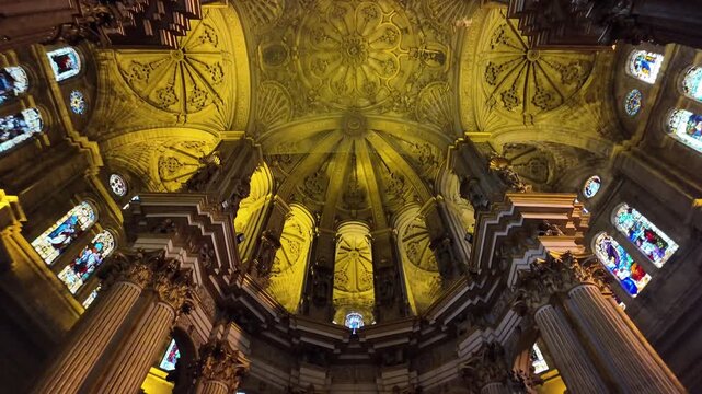 Vault and high altar (Altar Mayor) in the Renaissance-Baroque interior of the Cathedral of the Incarnation in Malaga (Catedral de la Encarnaci&oacute;n), Andalusia, Spain