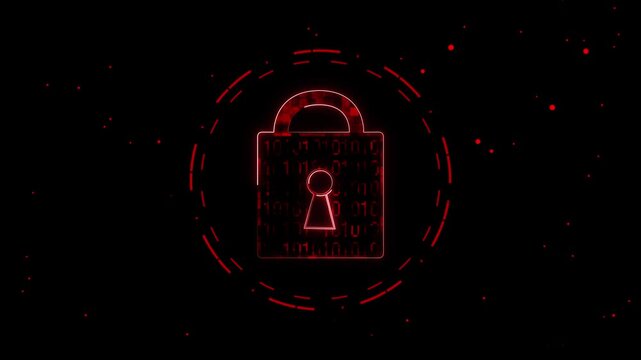 Red digital padlock security background