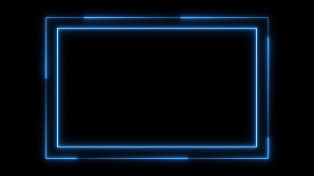 Square frame animation glows with minimalist digital lines. User interface panels outline square frame animation. Cyber surveillance display screens use this square frame.