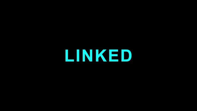 Neon Blue Glowing Box Frame Animating Text Linked on Black Background for Modern Interface Graphics