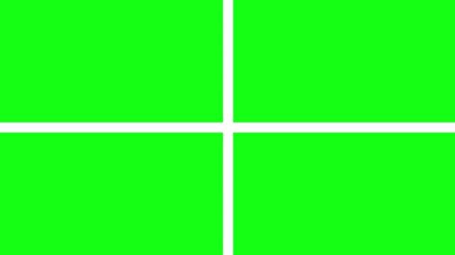 White Lines Drawing a Grid on a Bright Green Screen Background for Motion Graphics Overlay