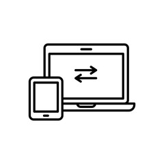 Laptop and Tablet Multi-Device Sync Line Icon for Responsive Web Design and Data Transfer © Adeel Rehman