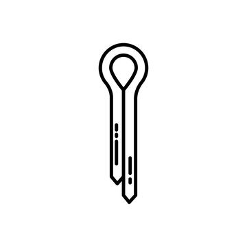 Split Cotter Pin Mechanical Fastener Line Icon for Engineering and Automotive Hardware