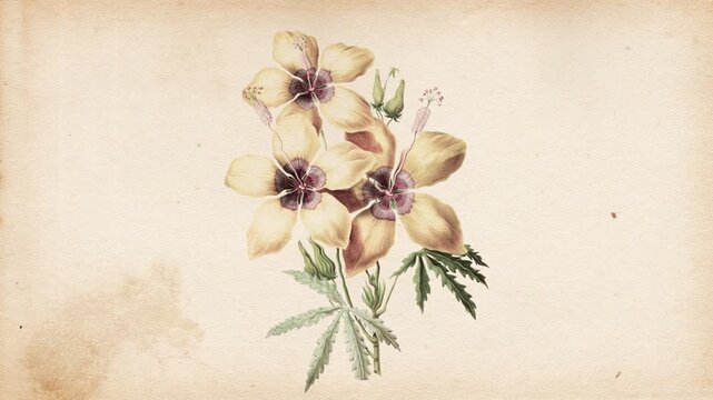 Vintage Ink Drawn Card With Romantic Flower On Old Paper
Beautiful sketched ink drawn flower for love and wishes card