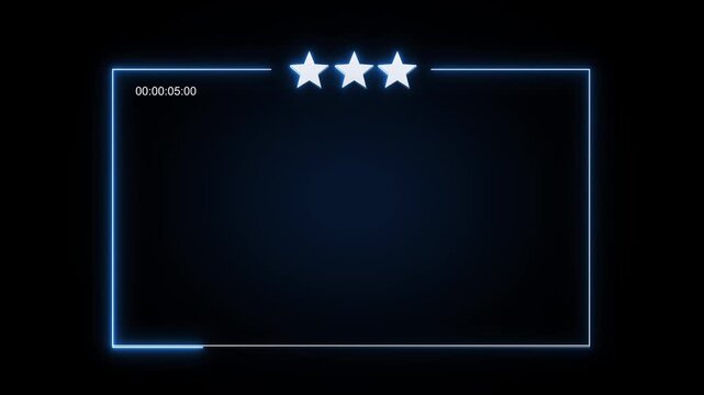 Screen display animation shows an active timer dial with review stars. Chronological schedule countdown telemetry routes on screen display. Interface monitors use screen.
