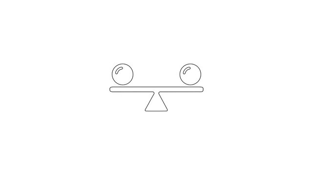 Balance Seesaw Scale Equality, Comparison Weight Animated Icon, Loop Video Isolated on White