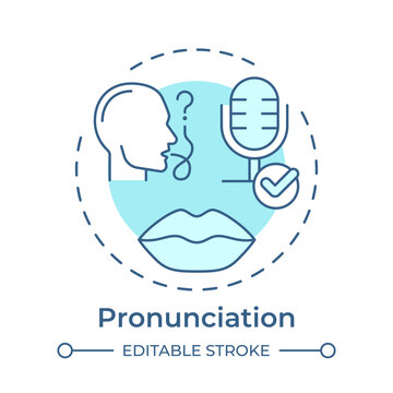 Pronunciation monochrome blue concept icon. Enhancing clarity in communication. Achieving fluent speech control. Isolated minimalist cyan illustration in circular design. Round composition