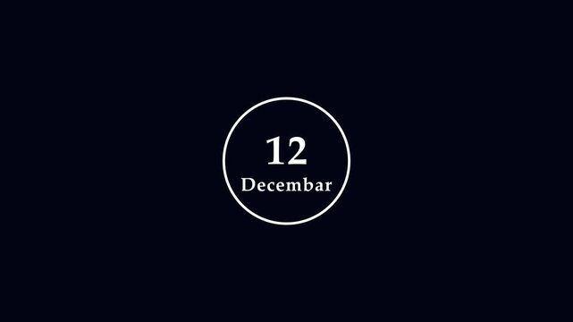 Calendar circle animation displays month and day milestone metrics on dark. Chronological schedule planning telemetry routes on circle. Time management uses calendar circle.