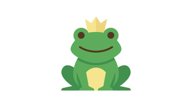 Cute cartoon frog prince with crown illustration