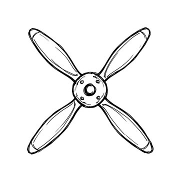 Four blade aircraft propeller mechanical component for aviation engine design.