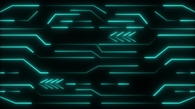 Circuit board lines animation displays electronic hardware tracks. Motherboard computing telemetry coordinates guide circuit board lines. Digital processors run lines.