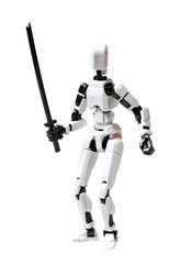 Fototapeta premium Robot warrior holding katana sword posing action figure