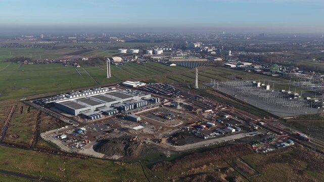 Aerial View of Hyperscale Data Center Under Construction in Groningen, Netherlands