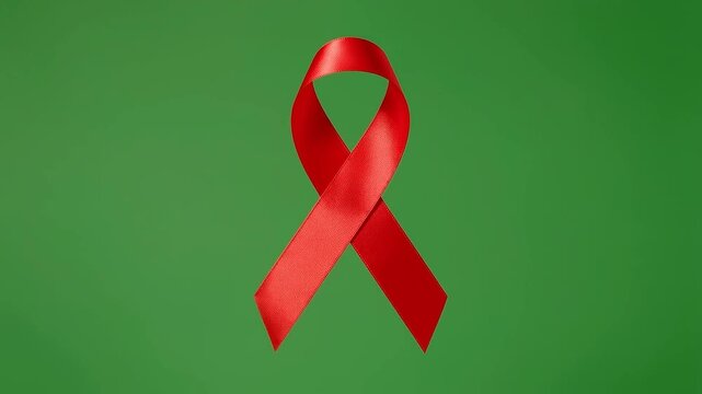 Swaying aids hiv red ribbon HIV AIDS floating on green screen chroma key