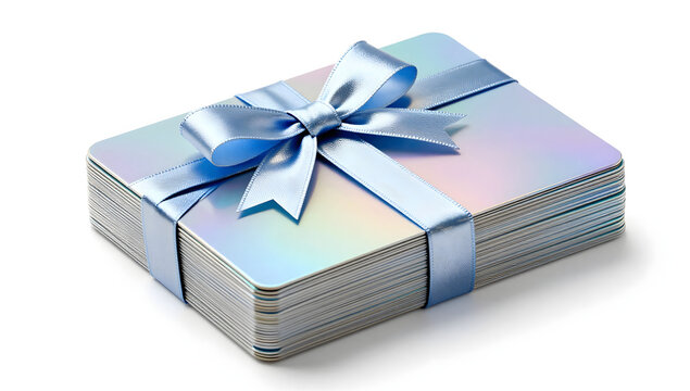 Gift Cards Stack with Blue Ribbon