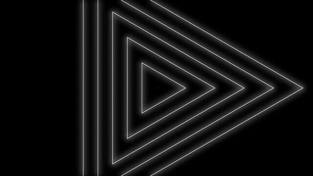 Concentric triangles animation points forward across an open plane. Minimalist geometric vector telemetry coordinates guide concentric triangles. Loops use triangles.
