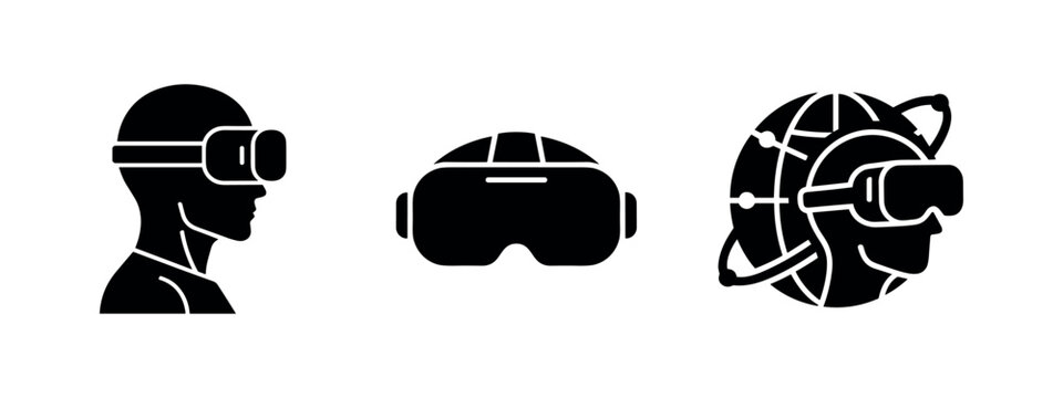 Virtual Reality Technology and VR Headset Experience Icons