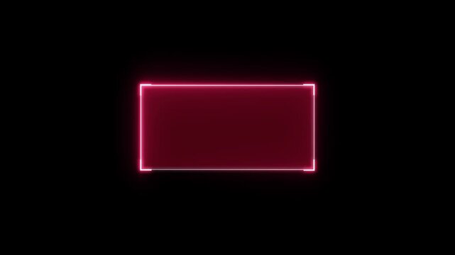 Red Pink Neon HUD Callout Frame Animation with Glowing Rectangular Border and Copy Space on Black Background for Sci Fi Digital Interface Gaming News Broadcast Titles and Motion Graphics