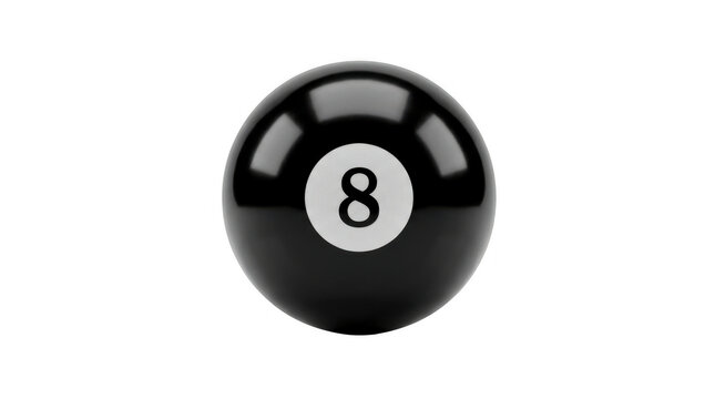 Black eight ball from a pool or billiards game isolated on transparent background