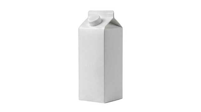 Blank white milk carton package for dairy or juice product design isolated on transparent background