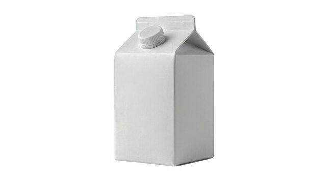 Blank white cardboard milk carton with a plastic screw cap isolated on transparent background