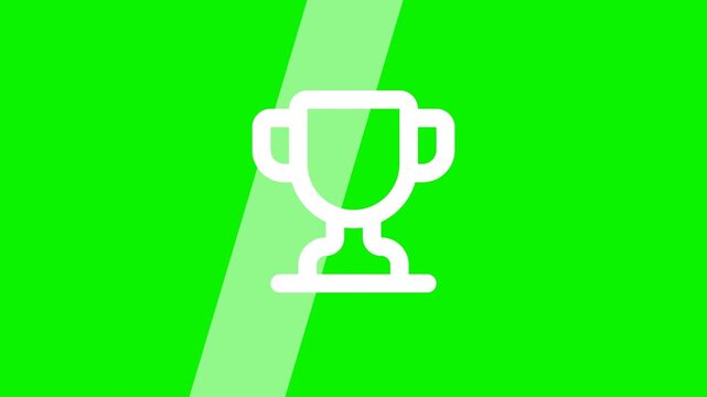 Trophy icon animation with glowing green light streaks moving across background video footage