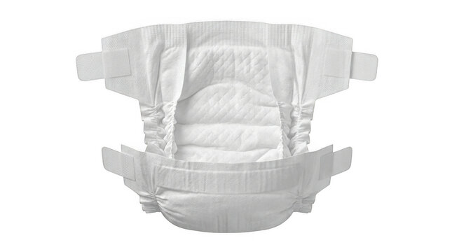 Clean disposable baby diaper for newborn hygiene and care isolated on transparent background