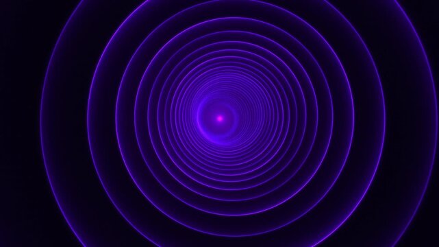 Purple concentric rings pulse outward from a glowing center on a dark background, seamless loop abstract