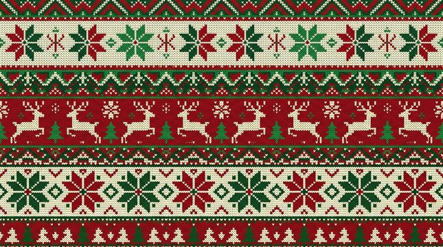 Knitted Ugly Christmas Sweater Seamless Vector Pattern