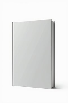 Portada de libro en blanco, libro cerrado, ligeramente elevado pero orientado hacia el frente