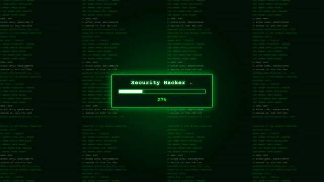 Green Security Hacker Loading Bar Root Access Terminal Animation.