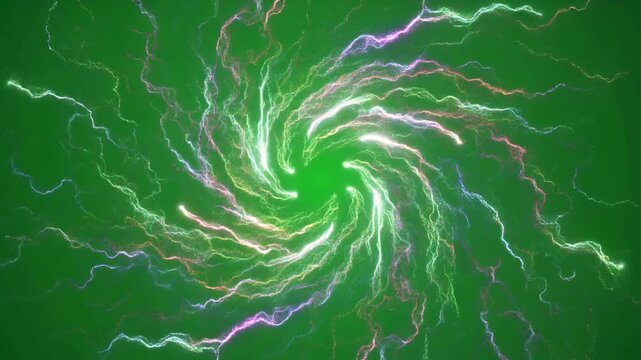 Glowing Cosmic Particles Swirling Rapidly Around Center on Green Screen