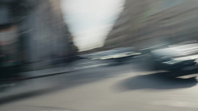 Emergency vehicles speeding through paris city streets