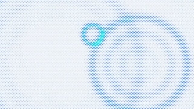 Light blue halftone ripple background, seamless loop of dotted cyan rings expanding across the screen