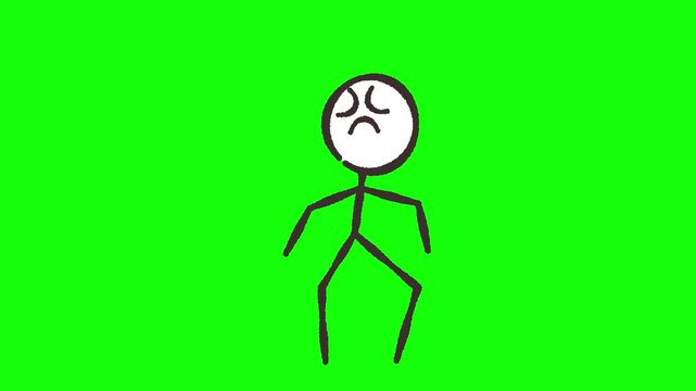 棒人間が激怒してその場で地団駄を踏むゆるいアニメーション