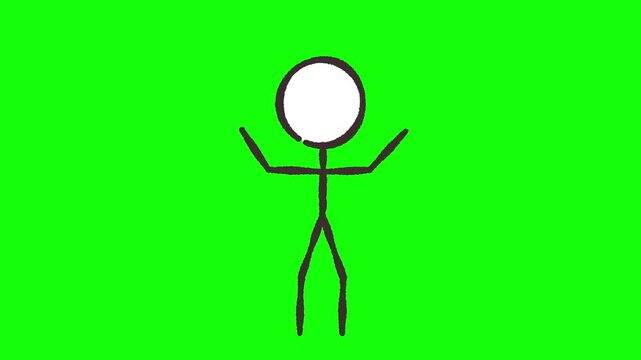 棒人間が笑いながら跳ねて喜ぶゆるいアニメーション