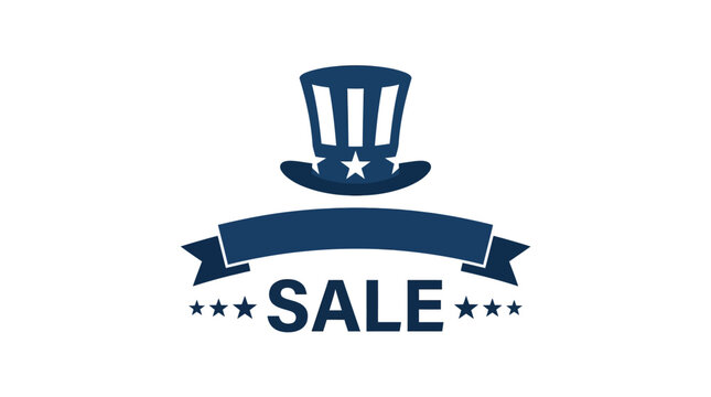 Uncle sam hat sale graphic badge design with blue ribbons and stars for independence day