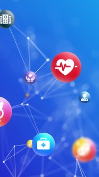 Animated healthcare and science icon network connected