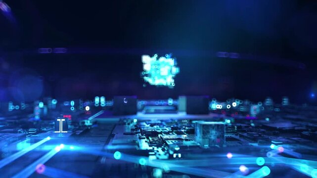 Ai business futuristic holographic panels