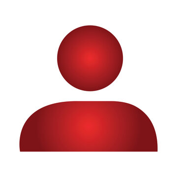 Minimalist red gradient vector user profile icon silhouette isolated on plain white digital background