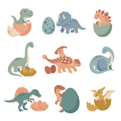 Cute Baby Dinosaurs Hatching from Eggs © Kateryna