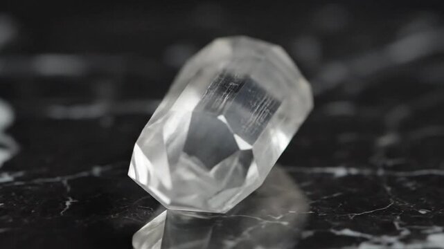 Isolated Clear Quartz Crystal Macro Shot, Elegant Gemstone Detail
